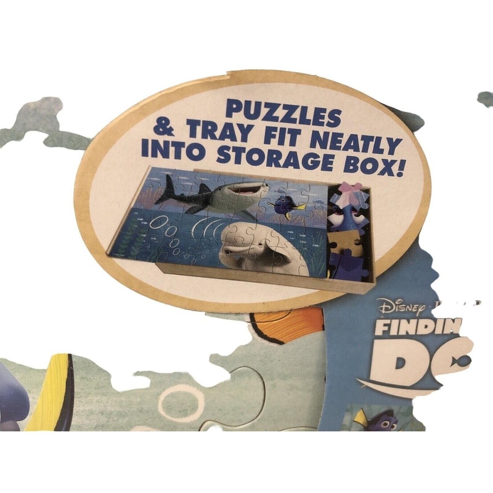 Disney Pixar Finding Dory 7-Pack Wooden Puzzles With Storage Box Kids Play Toy - Picture 4 of 5